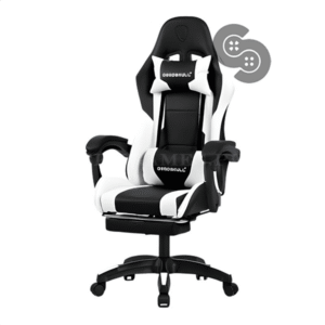 Gaming Chair, Ergonomic Office Chair, Quiet PU Wheels & Linkage Armrests, Continuous Tilt, 135° PC Chair for Home Office, Gamer Chair Made of PVC Leather, 150 kg Load Capacity, Black/White